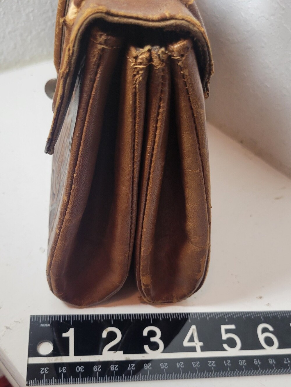 Vintage Tooled Leather Satchel Purse Flores Bags Brown Boho Western Mexico Read - Picture 7 of 11